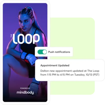 Client branded app, provided by Mindbody.